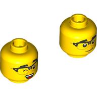 Image of part Minifig Head, Eyebrows, Half-Rimmed Glasses, Smirk / Wink, Open Mouth Smile Print