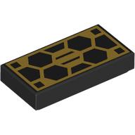 Image of part Tile 1 x 2 with Gold Circuitry / Solar Panel print