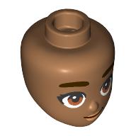 Minidoll Head Dark Brown Eyebrows, Medium Brown Eyes, Peach Lips