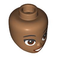 Minidoll Head Black Eyebrows, Reddish Brown Eyes, Lips, Open Mouth Smile
