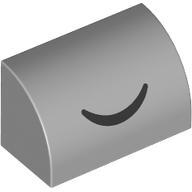 Brick Curved 1 x 2 x 1 No Studs with Black Smile print