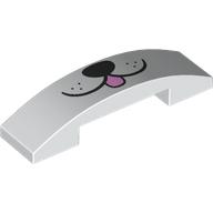 Slope Curved 4 x 1 Double with No Studs with Black Dog Face, Tongue print