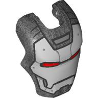 Image of part Headwear Accessory Visor Top Hinge, Rounded with Silver Face Shield, Red Eyes and Black Lines Print (War Machine)