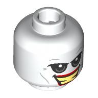Minifig Head Joker, Black Eyeshadow, Red Lips, Bright Light Yellow Teeth Grin