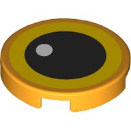 Image of part Tile Round 2 x 2 with Yellow Eye, Black Pupil print