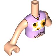 Image of part Minidoll Torso with Left Limb Reduction with Bright Pink Top, Sunflowers, Dark Red Necklace print, Light Nougat Arms and Hand