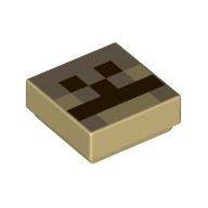 Tile 1 x 1 with Dark Brown Squares / Pixelated Camel Face print