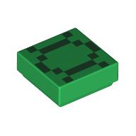 Tile 1 x 1 with Dark Green Squares / Pixilated Turtle Shell print