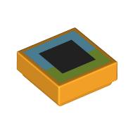 Tile 1 x 1 with Bright Light Blue/Lime/Black Pixelated Eye
