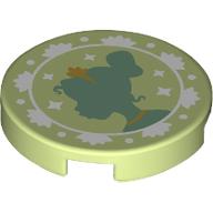 Tile Round 2 x 2 with Bottom Stud Holder, Tiana Silhouette Print