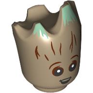 Minifig Head Special, Baby Groot with Sand Green Tips, Happy Print