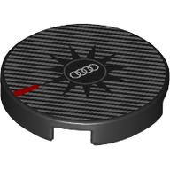 Image of part Tile Round 2 x 2 with Silver Stripes, Audi Logo print