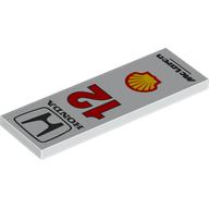 Image of part Tile 2 x 6 with 'HONDA', Red 12, Shell Logo, 'McLaren' print