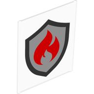 Glass for Frame 1 x 6 x 6 with Red Flames on Silver Shield print [Fire Fighters]