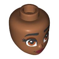 Minidoll Head, Thick Black Eyebrows, Dark Red Eyeshadow, Brown Eyes, Dark Red Lips