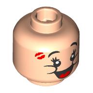 Image of part Minifig Head Dopey, Black Eyebrows, Eyelashes, Big Smile/Open Mouth Smile, Red Kiss Inprint