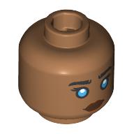 Image of part Minifig Head Chani, Black Eyebrows, Dark Azure Eyes, Reddish Brown Lips / Silver Mask