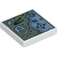 Image of part Tile 2 x 2 with Map, Trail, Windrose, Crocodile print