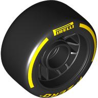 Image of part Wheel Rim 24 x 13.4 with Black Slick Tyre with Yellow 'PIRELLI' print