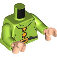 Image of part Torso, Black Belt, Bright Light Orange Belt Buckle, Buttons print, Lime Arms, Light Nougat Hands