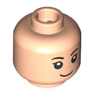 Image of part Minifig Head Pansy Parkinson, Dark Brown Eyebrows, Mean Smile/Angry