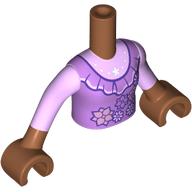 Minidoll Torso Girl with Ruffles, Flowers, Pink Shirt print, Sienna Brown Arms and Hands