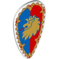 Image of part Minifig Shield Ovoid with Gold Lion On Red/Blue Field print