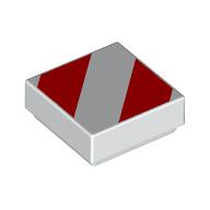 Image of part Tile 1 x 1 with Red Danger Stripes print