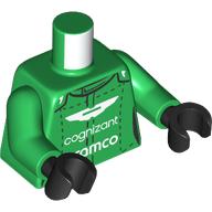 Image of part Torso Race Suit, White Aston Martin Wings, 'COGNIZANT', 'ARAMCO' print, Green Arms, Black Hands