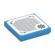 Tile 2 x 2 with Groove with Gear, Arrows and Barcode Print (Sticker)