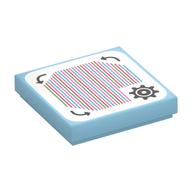 Tile 2 x 2 with Gear, Arrows and Barcode Print (Sticker) Medium Azure