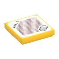 Tile 2 x 2 with 'Start', Three Coins, and Barcode Print (Sticker) Yellow