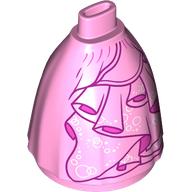 Minidoll Skirt Full with No Hips or Feet with Layered Dress, Silver Decorations. Dark Pink Streaks, Silver Circles print