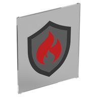 Glass for Frame 1 x 6 x 6 with Red Flames on Silver Shield print [Fire Fighters]