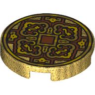 Image of part Tile Round 2 x 2 with Dark Orange/Gold Decorations (Coin) print