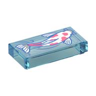 Image of part Tile 1 x 2 with White Fish (Koi) print