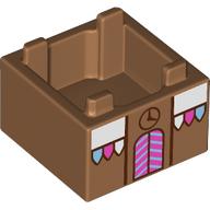 Container Box 2 x 2 x 1 with Gingerbread House, Dark Pink Doors, Clock print