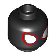 Minifig Head Miles Morales, Red/White Spider-Man Eyes, Dark Blue Dots
