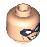 Minifig Head Riddler, Dark Purple/Black Face Mask, Nougat Line, Smile, Teeth