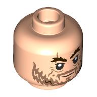 Minifig Head Hector Barbossa, Dark Brown Eyebrows, Nougat Beard, Moustache, Neutral / Light Bluish Grey Face, Angry Teeth