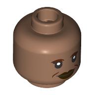 Minifig Head Guinan, Reddish Brown Eyebrows, Lips, Wrinkles, Smile, Open Mouth/Closed Mouth