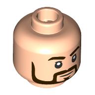Minifig Head William T. Riker, Reddish Brown Eyebrows, Beard, Moustache, Open Mouth Smile / Neutral