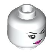 Minifig Head Harley Quinn, Eyebrows, Light Bluish Grey Eyeshadow, Dark Pink Lips, Wink / Pink Bubblegum Bubble Print