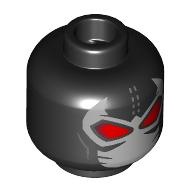 Minifig Head Bane, White Face Mask, Stitches, Red Alien Eyes, Bright Green Venom Tube on Back