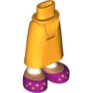 Minidoll Hips and Skirt with Ankles with White Pants, Medium Nougat Legs, Magenta Shoes with Orange Dots print