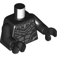 Torso, Dark Bluish Grey Black Panther Armor, Silver Crystals Necklace, Black Arms and Hands