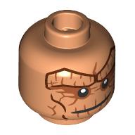 Minifig Head The Thing / Benjamin Grimm, Nougat Rock Lines, Wide Black Mouth, Neutral / Scowl