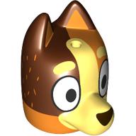 Minifig Head Special, Bluey with Bright Light Yellow Nose, Reddish Brown Side (Chilli)