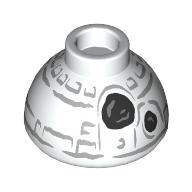 Brick Round 1.5 x 1.5 Dome Top with Snowman BB-8, Black Coals Print