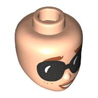 Minidoll Head with Dark Orange Eyebrows, Black Fly Goggle print